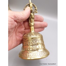 Cloche tibétaine et dorjé en bronze laiton 13 cm
