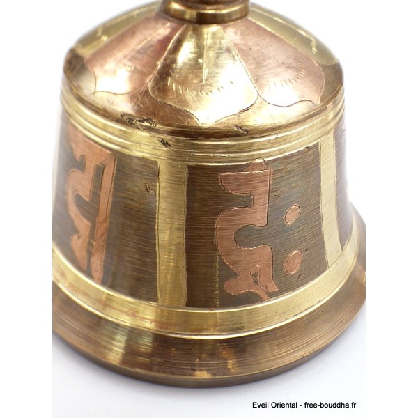Cloche dorjé boucchiste patine cuivre et or 15 cm Cloches et dorjé tibétains CEDOR10