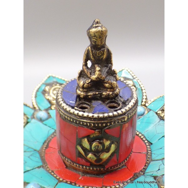 Porte-encens tibétain Turquoise cuivre Brûleurs et porte-encens ref 3034.1