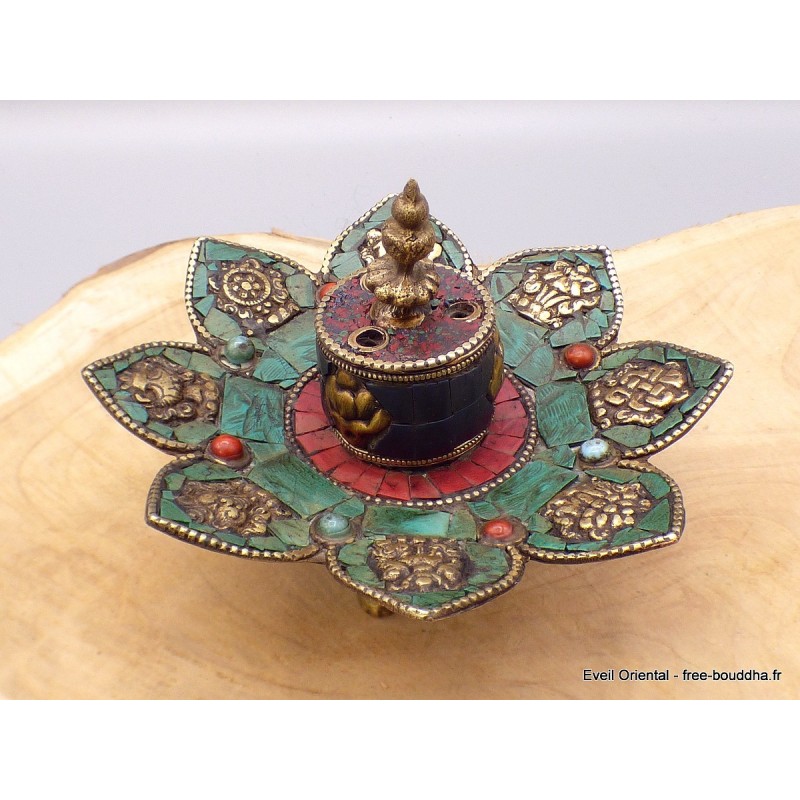 Porte-encens tibétain authentique turquoise Brûleurs et porte-encens ref 3034.2