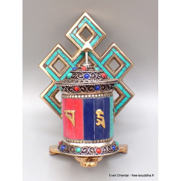 Moulin à prière mural en laiton et pierres Moulins à Prières tibétains NMAP18