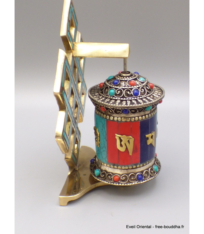 Moulin à prière mural en laiton et pierres Moulins à Prières tibétains NMAP18