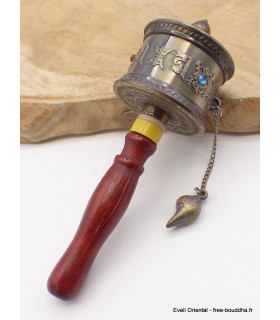 Moulin à prières tibétain mantra et perles 14 cm