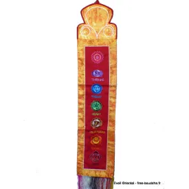 Tenture tibétaine 7 chakras bordeau jaune - Tentures bouddhistes