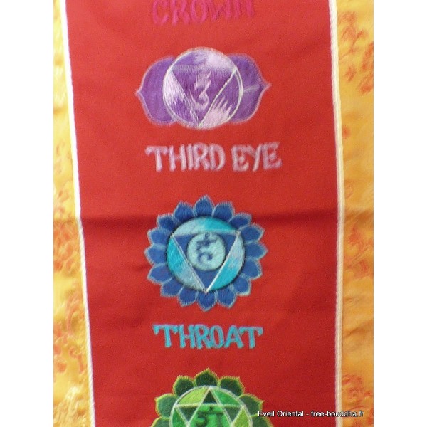 Tenture tibétaine 7 chakras bordeau jaune Tentures tibétaines Bouddha TEN7C