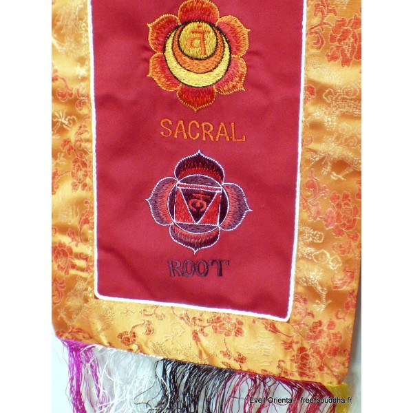 Tenture tibétaine 7 chakras bordeau jaune Tentures tibétaines Bouddha TEN7C
