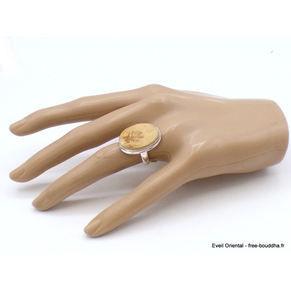 Bague Psilomélane dendritique ovale Taille 59 Bagues pierres naturelles PU109.2
