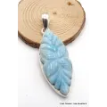 RARE pendentif Larimar sculpté main - Pendentifs pierres naturelles