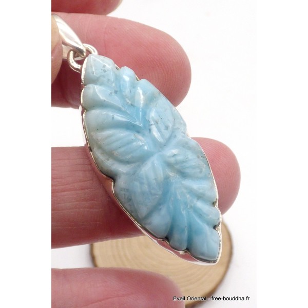 RARE pendentif Larimar sculpté main Pendentifs pierres naturelles PU112