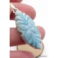 RARE pendentif Larimar sculpté main - Pendentifs pierres naturelles