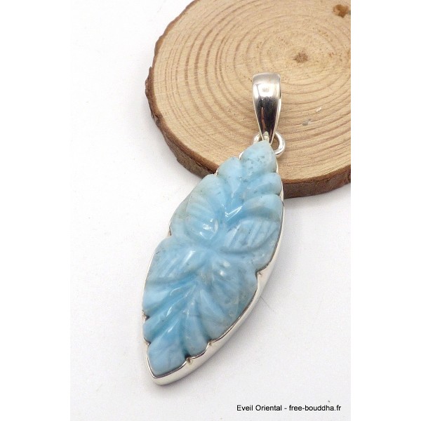 RARE pendentif Larimar sculpté main Pendentifs pierres naturelles PU112