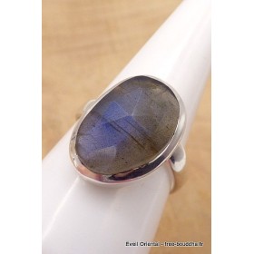 Bague Labradorite bleue facettée taille ajustable Bijoux en Labradorite TUV57.5