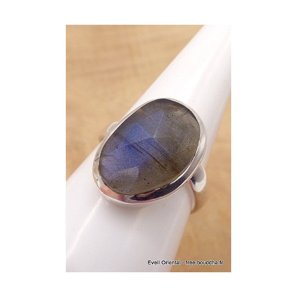 Bague Labradorite bleue facettée taille ajustable Bijoux en Labradorite Bleue TUV57.5