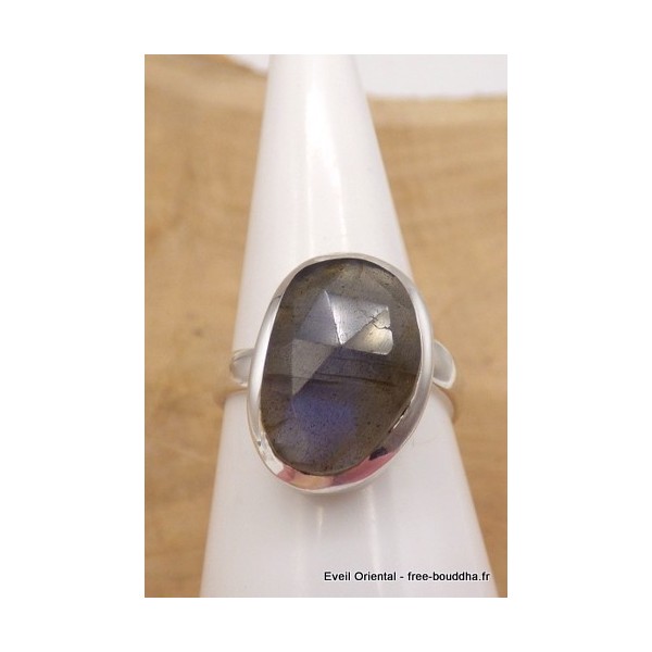 Bague Labradorite bleue facettée taille ajustable Bijoux en Labradorite Bleue TUV57.5