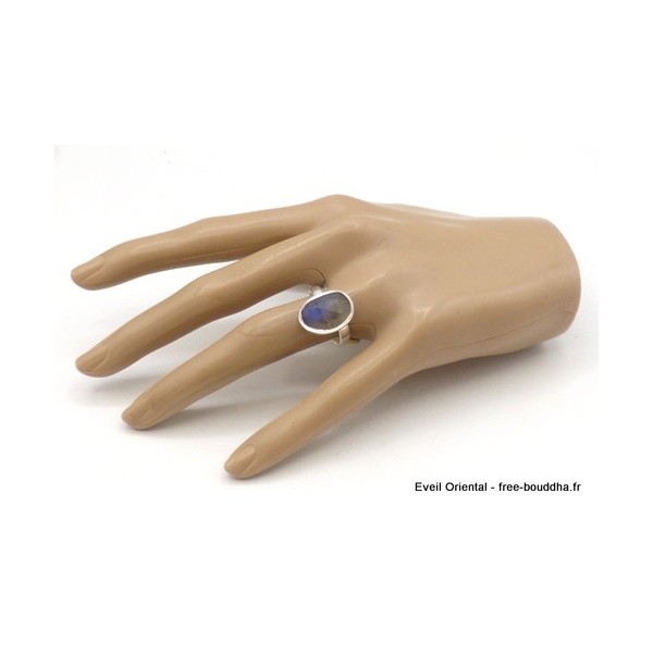 Bague Labradorite bleue facettée taille ajustable Bijoux en Labradorite Bleue TUV57.5