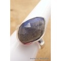Bague en Labradorite bleue facettée taille ajustable Bijoux en Labradorite Bleue TUV57.6