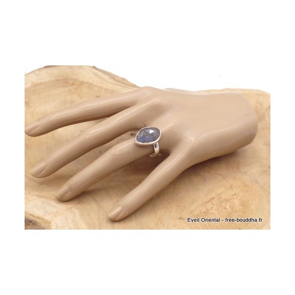 Bague en Labradorite bleue facettée taille ajustable Bijoux en Labradorite Bleue TUV57.6