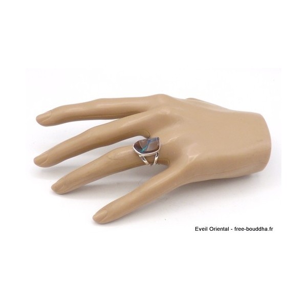Bague Opale Boulder marron bleu T 53 Bagues pierres naturelles TUV63.3