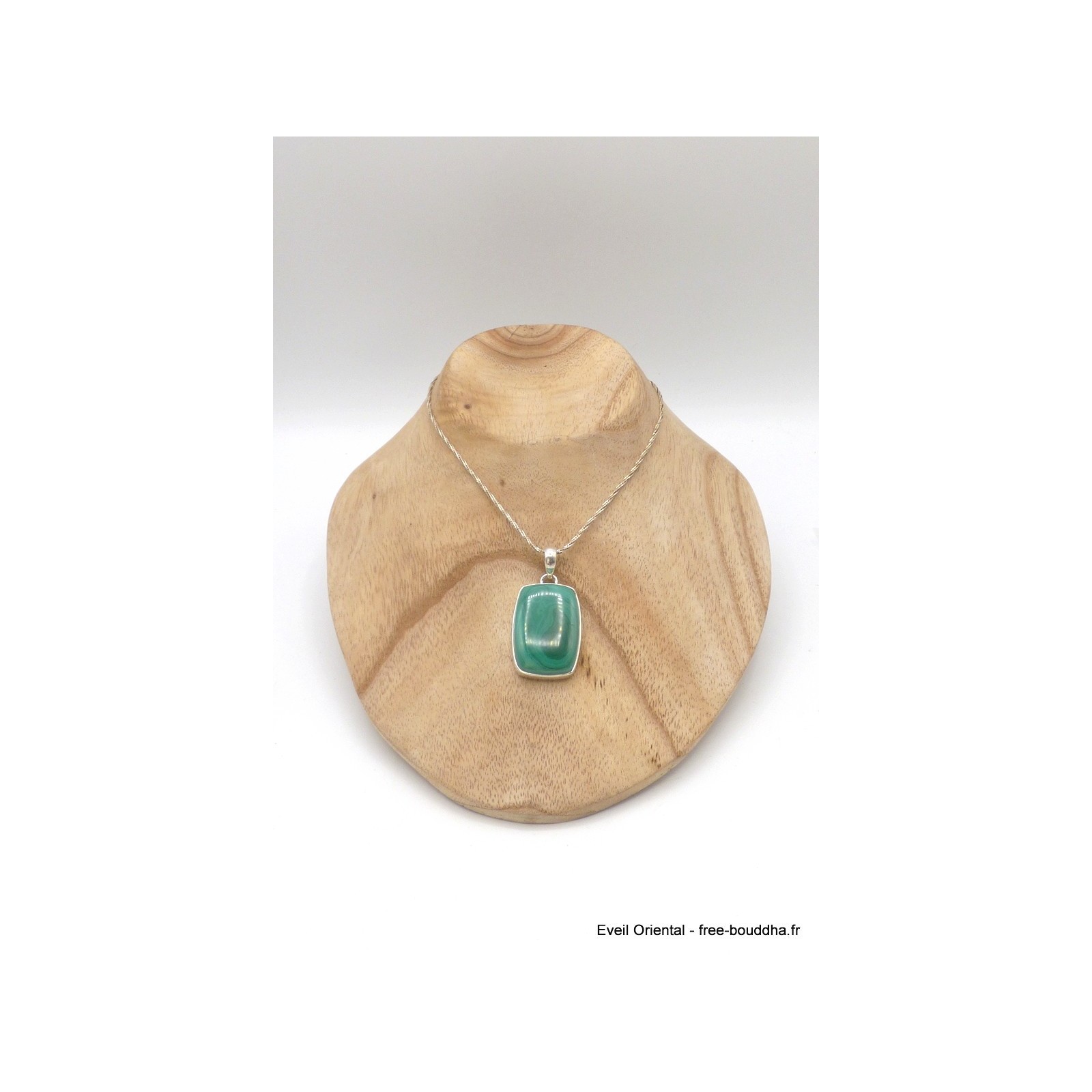 Pendentif en Malachite N°4 - argent - Histoires de Fées