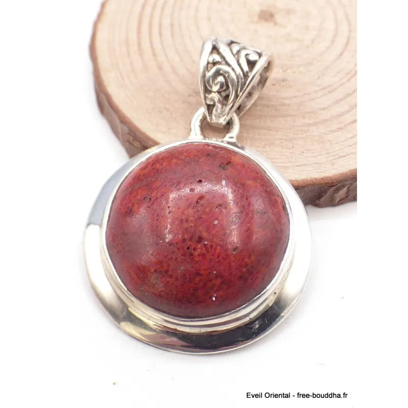 Pendentif argent CORAIL SPONGIEUX - Pendentifs pierres naturelles