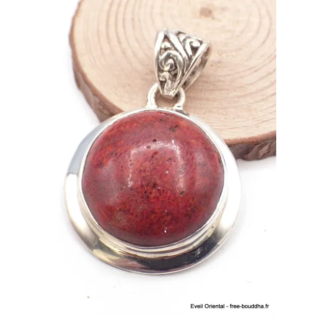 Pendentif argent CORAIL SPONGIEUX - Pendentifs pierres naturelles