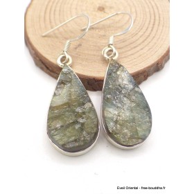 Boucles d'oreilles Labradorite brutes forme goutte Bijoux en Labradorite RV3.3