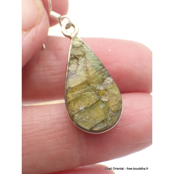 Boucles d'oreilles Labradorite brutes forme goutte Bijoux en Labradorite RV3.3