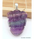 Pendentif Multi-fluorite sculptée Fleur semi-oval Pendentifs pierres naturelles RV27.3
