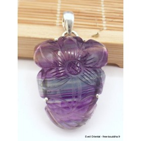 Pendentif Multi-fluorite sculptée Fleur semi-oval Pendentifs pierres naturelles RV27.3