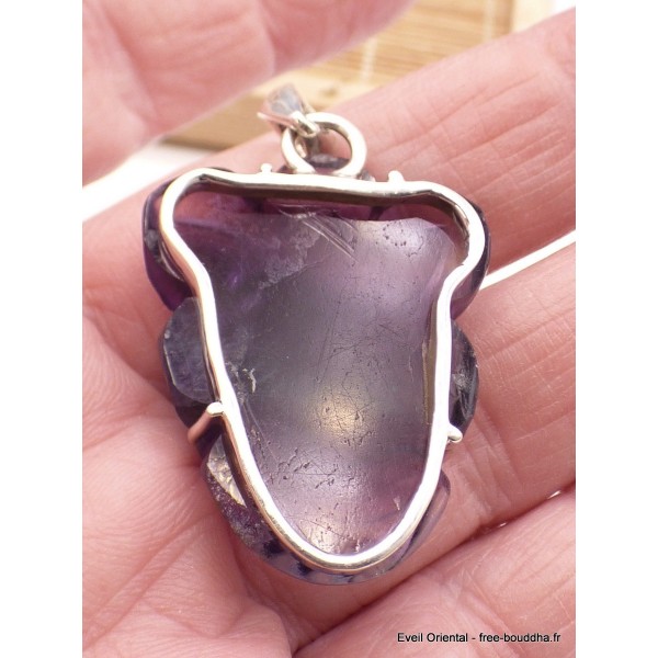Pendentif Multi-fluorite sculptée Fleur semi-oval Pendentifs pierres naturelles RV27.3