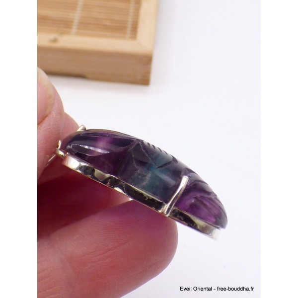 Pendentif Multi-fluorite sculptée Fleur semi-oval Pendentifs pierres naturelles RV27.3