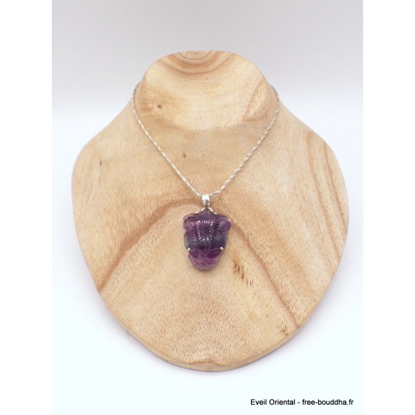Pendentif Multi-fluorite sculptée Fleur semi-oval Pendentifs pierres naturelles RV27.3