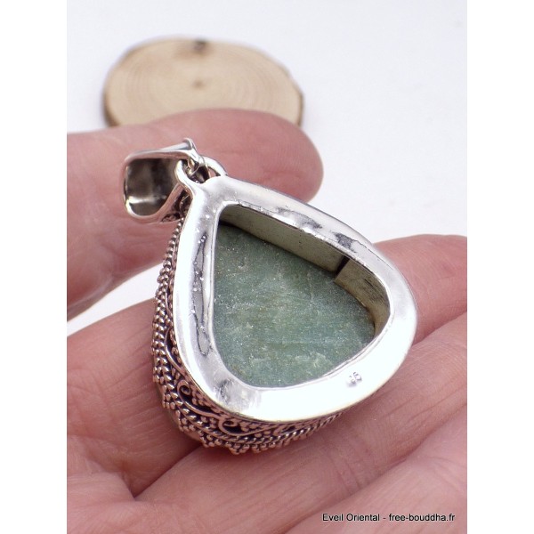 Pendentif Fuchsite brute style vintage Pendentifs pierres naturelles RV8.3