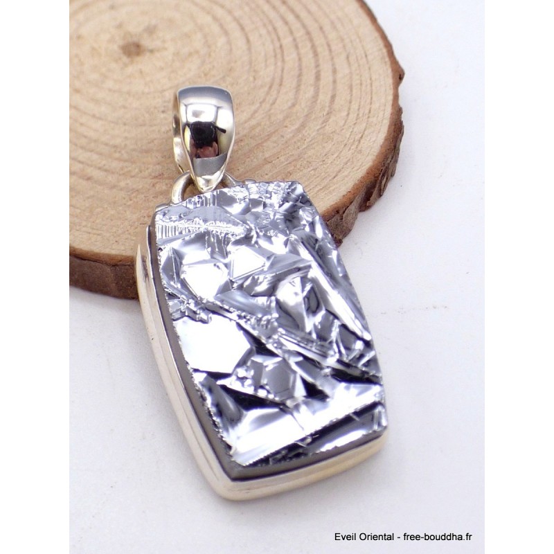 Pendentif argent Silicone rectangulaire Pendentifs pierres naturelles DA51.1