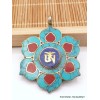 Pendentif tibétain fleur et Om Bijoux tibetains bouddhistes PT24.1