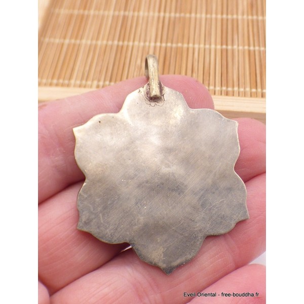 Pendentif tibétain fleur et Om Bijoux tibetains bouddhistes PT24.1