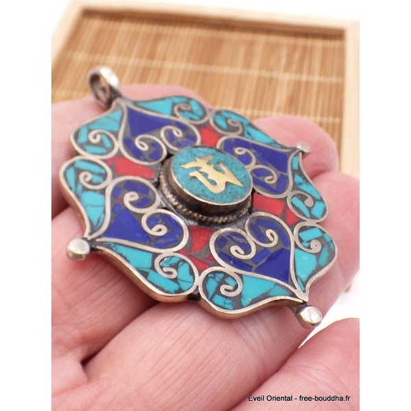 Pendentif bouddhiste Dorjé et Om Pendentifs tibétains bouddhistes PT25.1