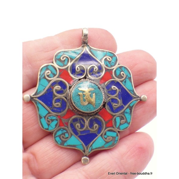 Pendentif bouddhiste Dorjé et Om Pendentifs tibétains bouddhistes PT25.1