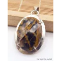 Pendentif en Jaspe Pilbara noir bronze facetté - Pendentifs pierres naturelles