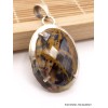 Pendentif en Jaspe Pilbara noir bronze facetté Pendentifs pierres naturelles BZ41.2
