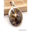 Pendentif en Jaspe Pilbara noir bronze facetté - Pendentifs pierres naturelles