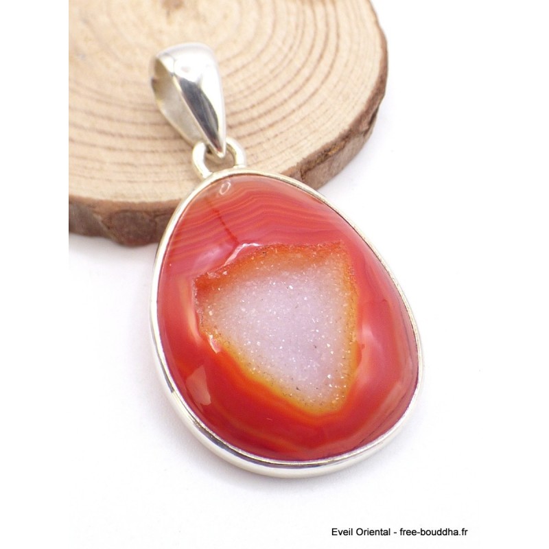 Pendentif en Druze d'Agate rouge Pendentifs pierres naturelles CZ24.4