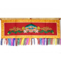 Tenture tibétaine Mahakala rouge Tentures tibétaines Bouddha MAHAK3
