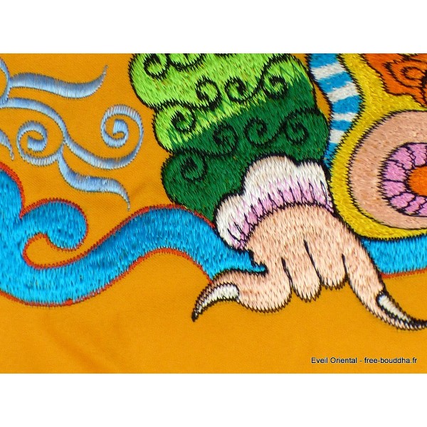 Tenture tibétaine Mahakala Safran turquoise Tentures tibétaines Bouddha NMAHA3