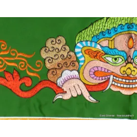 Tenture tibétaine Mahakala verte rouge 98 X 41 cm - Tentures bouddhistes