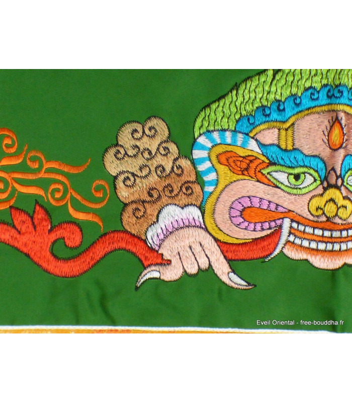 Tenture tibétaine Mahakala verte rouge Tentures tibétaines Bouddha NMAHA7