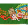 Tenture tibétaine Mahakala verte rouge 98 X 41 cm - Tentures bouddhistes