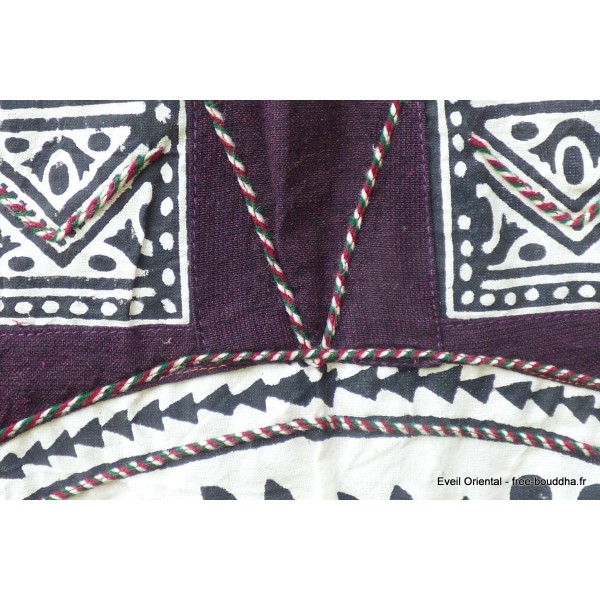 Nappe tibétaine en coton brodé bordeau rouge Tentures tibétaines Bouddha NTK4