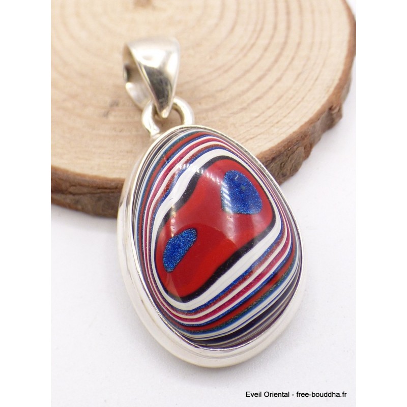 Pendentif Fordite Agate Detroïte oval rouge bleu Pendentifs pierres naturelles XV17.7