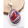 Pendentif Fordite Agate Detroïte oval rouge bleu - Pendentifs pierres naturelles